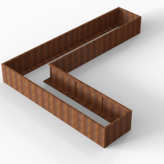 Bloembak Module+ L-vorm 90x450x360x56cm | Corten