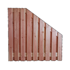 Douglas geschaafd plankenscherm 19-planks 16 mm 180x180-90cm verticaal 4 recht dan aflopend, onbehan