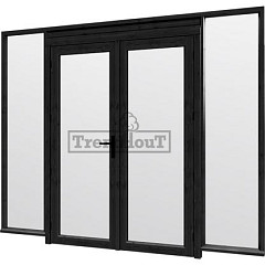 Steel Look raam 2760x2200mm zwart module C-01 met dubbele openslaande deuren
