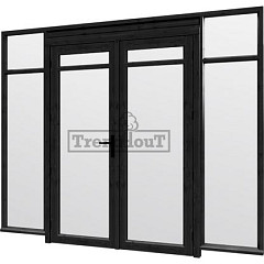 Steel Look raam 2760x2200mm zwart module C-02 met dubbele openslaande deuren
