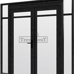 Steel Look raam 2230x2200mm zwart module H-02 met dubbele openslaande deuren