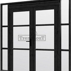 Steel Look raam 2230x2200mm zwart module H-03 met dubbele openslaande deuren