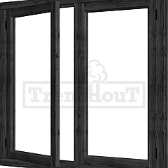 Steel Look vleugelraam 01 dubbel DOUGLAS zwart, 2x raam:674x1296mm+kozijn:1515x1430mm