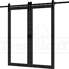 Steel Look schuifdeur 01 dubbel DOUGLAS, zwart, deur: 1780x2060mm