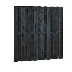 Grenen geschaafd plankenscherm 18-planks 15mm 180x180cm zwart gedompeld