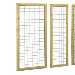 Grenen betonijzertrellis met maas 75x75cm in Raamwerk 44x68cm 60x180cm groen geïmpregneerd