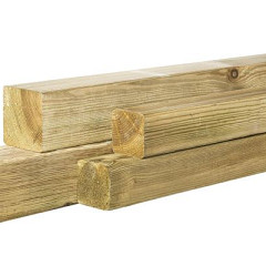 Grenen geschaafde Paal 6,8x6,8x400cm zonder diamantkop groen geïmpregneerd
