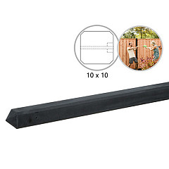 Betonpaal glad met diamantkop 10x10x280cm antraciet gecoat eindpaal