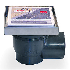 ACO Vloerput Bluestone 20x20cm  RVS opzetstuk incl stankslot, zij-uitlaat 110mm