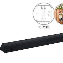 Betonpaal glad met diamantkop 10x10x280cm antraciet gecoat T-paal