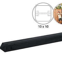 Betonpaal glad met diamantkop 10x10x310cm antraciet gecoat tussenpaal tbv 2 betonplaten